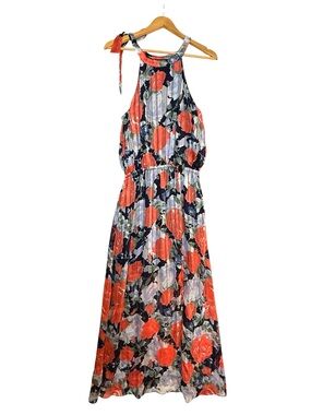 ABS Collection blue floral halter maxi dress MEDIUM - NWT